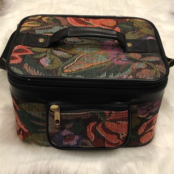 Vintage Handbags - Vintage Mini Floral Print Travel/Makeup Bag